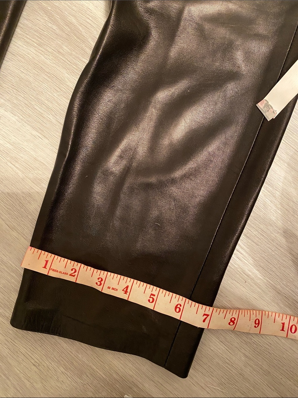 Ralph  Lauren Black straight Leg  tapered pants lamb skin  luxury Leather size 8 - Picture 7 of 8